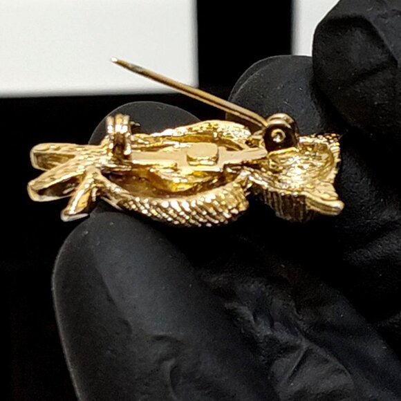 Owl Brooch Cabochon Stone Belly & Eyes Vintage Gold-Tone Grannycore Jewelry EUC - Picture 3 of 7